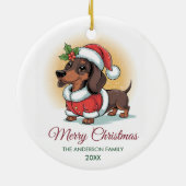 Personalized Dachshund in Santa Hat Christmas      Keramisch Ornament (Achterkant)