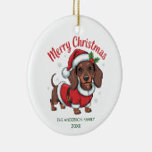 Personalized Dachshund in Santa Hat Christmas      Keramisch Ornament (Rechts)