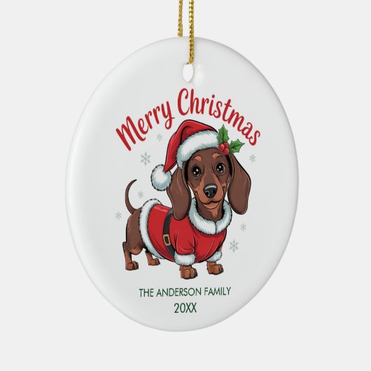 Personalized Dachshund in Santa Hat Christmas      Keramisch Ornament (Rechts)