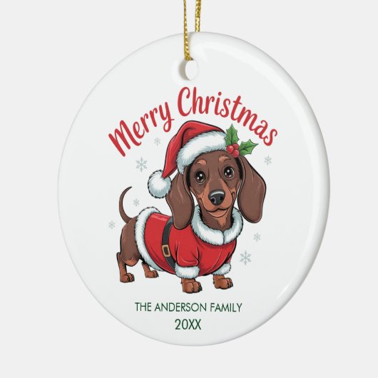 Personalized Dachshund in Santa Hat Christmas      Keramisch Ornament (Links)