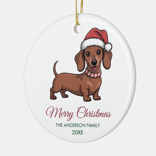 Personalized Dachshund in Santa Hat Christmas Keramisch Ornament (Links)