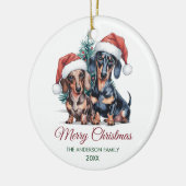 Personalized Dachshund in Santa Hat Christmas      Keramisch Ornament (Links)