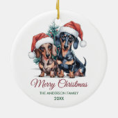 Personalized Dachshund in Santa Hat Christmas      Keramisch Ornament (Achterkant)