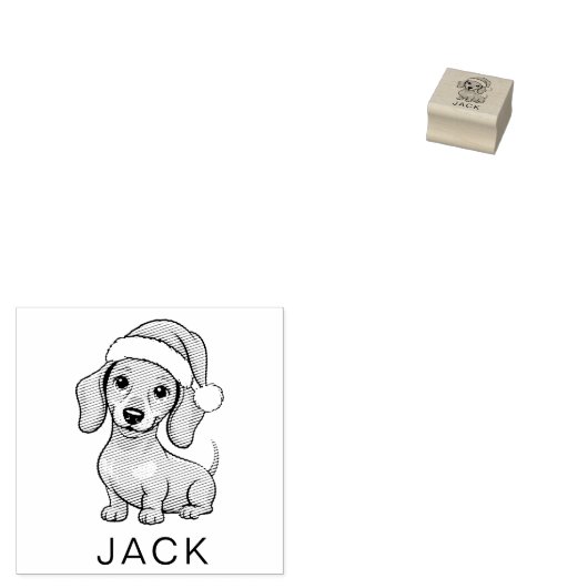 Personalized Dachshund in Santa Hat Christmas      Rubberstempel (Gestempeld)