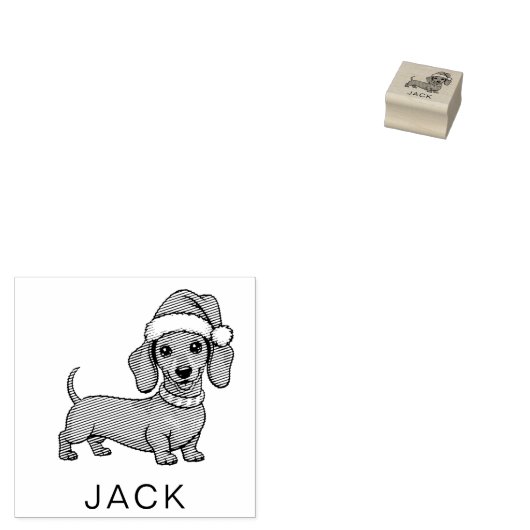 Personalized Dachshund in Santa Hat Christmas Rubberstempel (Gestempeld)