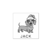 Personalized Dachshund in Santa Hat Christmas Rubberstempel (Afrduk)