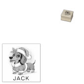 Personalized Dachshund in Santa Hat Christmas Rubberstempel (Gestempeld)