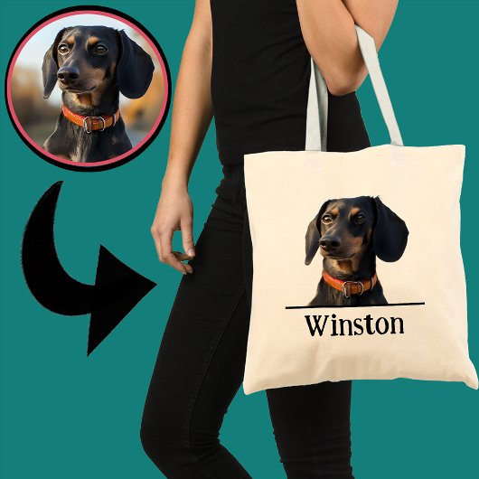 Personalized Dachshund Tote–Custom Pet Portrait Tote Bag