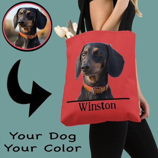Personalized Dachshund Tote–Custom Pet Portrait Tote Bag