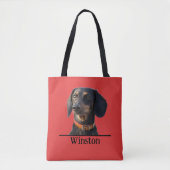 Personalized Dachshund Tote–Custom Pet Portrait Tote Bag (Voorkant)