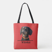 Personalized Dachshund Tote–Custom Pet Portrait Tote Bag (Achterkant)