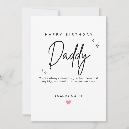 Personalized Dad Birthday Card Simple Minimalist Kaart (Voorkant)