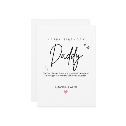 Personalized Dad Birthday Card Simple Minimalist Kaart (Voorkant / Achterkant in situ)