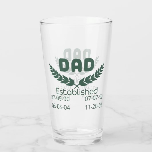 Personalized Dad Established Glas (Achterkant)