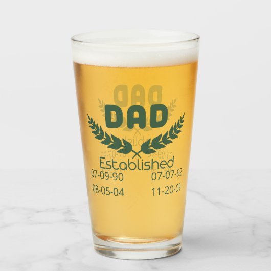 Personalized Dad Established Glas (Achterkant gevuld)