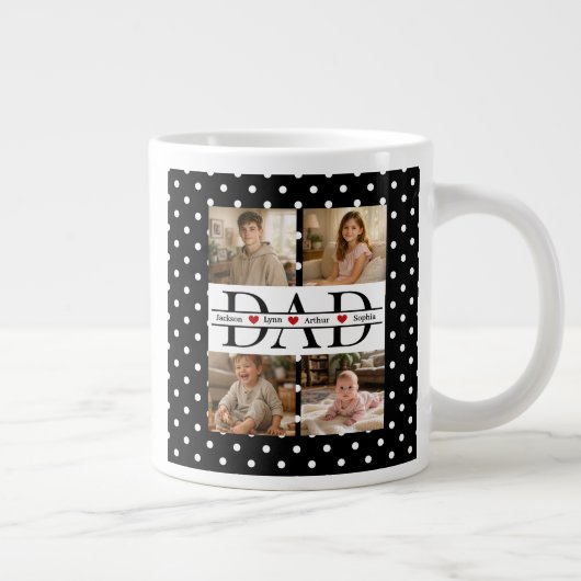 Personalized Dad Photo Collage & Kids Name Grote Koffiekop (Rechts)
