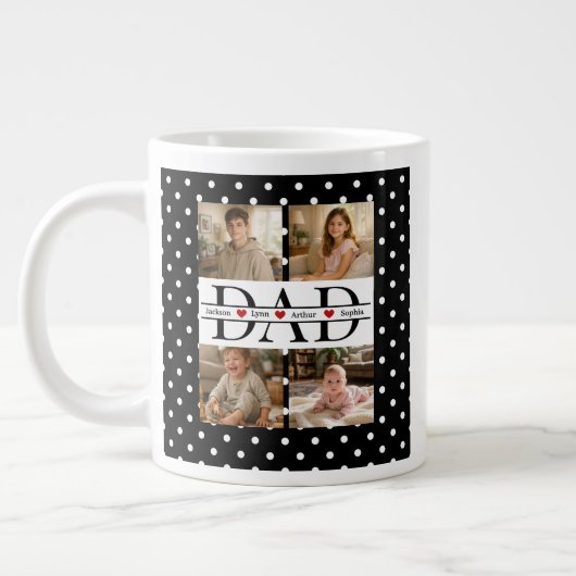 Personalized Dad Photo Collage & Kids Name Grote Koffiekop (Links)