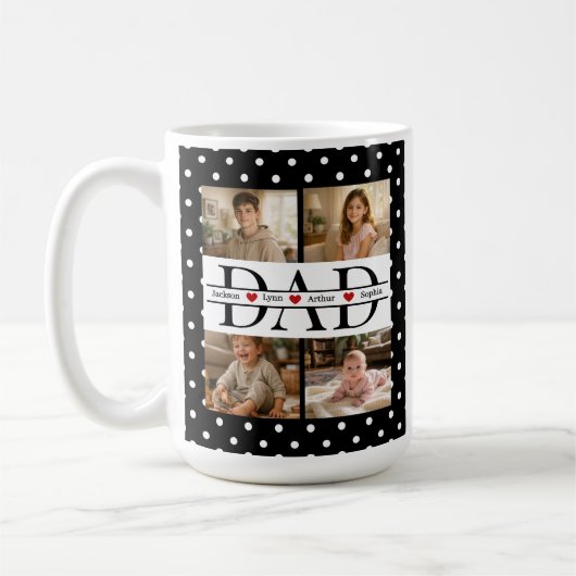 Personalized Dad Photo Collage & Kids Name Koffiemok (Links)