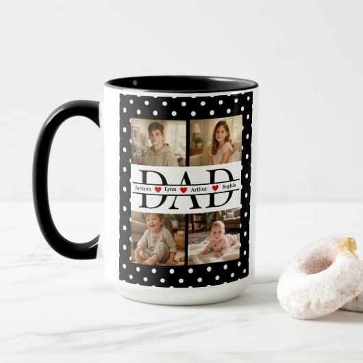 Personalized Dad Photo Collage & Kids Name Mok (Met donut)