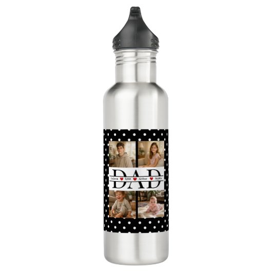 Personalized Dad Photo Collage & Kids Name Waterfles (Rechts)