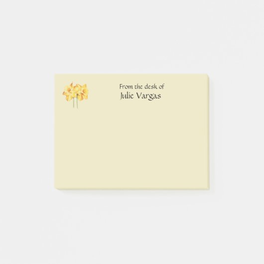 Personalized daffodil yellow Post it notes (Voorkant)