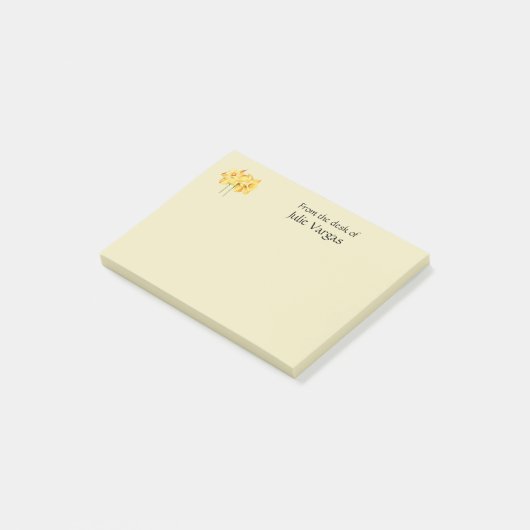 Personalized daffodil yellow Post it notes (Schuin)