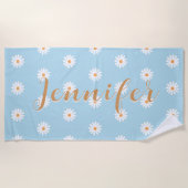 Personalized Daisy Beach Towel, Custom Beach Towel Strandlaken (Voorkant)