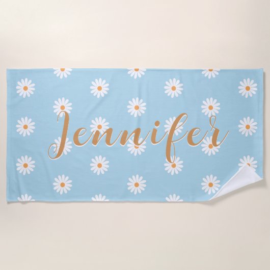 Personalized Daisy Beach Towel, Custom Beach Towel Strandlaken (Voorkant)