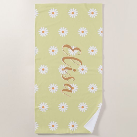Personalized Daisy Beach Towel, Custom Beach Towel Strandlaken (Voorkant)