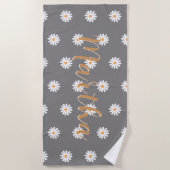 Personalized Daisy Beach Towel, Custom Beach Towel Strandlaken (Voorkant)