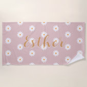 Personalized Daisy Beach Towel, Custom Beach Towel Strandlaken (Voorkant)