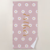 Personalized Daisy Beach Towel, Custom Beach Towel Strandlaken (Voorkant)