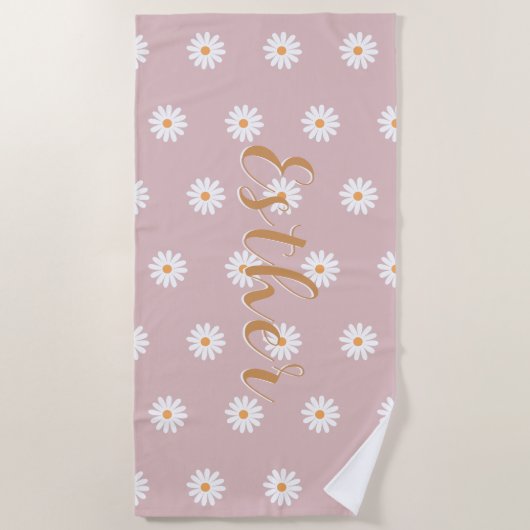 Personalized Daisy Beach Towel, Custom Beach Towel Strandlaken (Voorkant)
