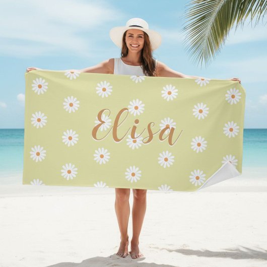Personalized Daisy Beach Towel, Custom Beach Towel Strandlaken