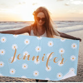 Personalized Daisy Beach Towel, Custom Beach Towel Strandlaken