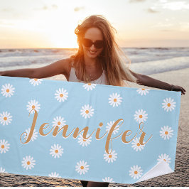 Personalized Daisy Beach Towel, Custom Beach Towel Strandlaken