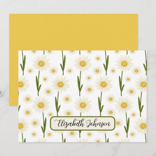 Personalized Daisy Floral Botanical Note Card Notitiekaartje (Voorkant / Achterkant)