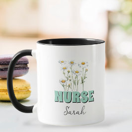 Personalized Daisy Flowers Nurse Coffee Mug  Mok