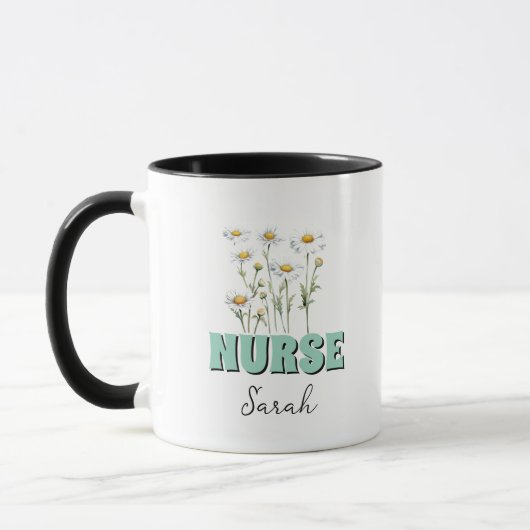 Personalized Daisy Flowers Nurse Coffee Mug  Mok (Links)