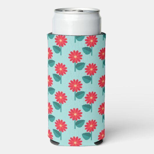 Personalized Daisy Pattern Can Cooler (Seltzer Achterkant)