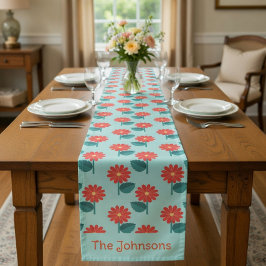 Personalized Daisy Pattern Table Runner Korte Tafelloper