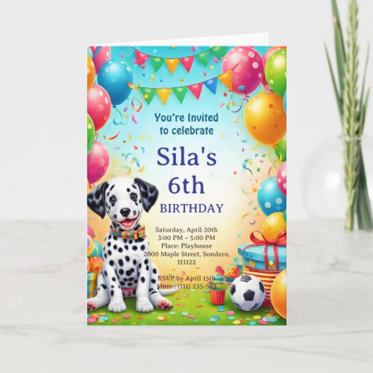 Personalized Dalmatian Birthday Invitation Kaart (Voorkant)