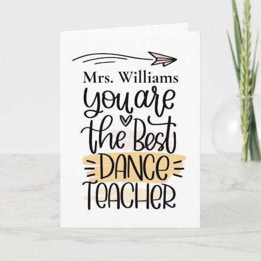 Personalized Dance Teacher Kaart. Hartelijk dank Kaart (Voorkant)