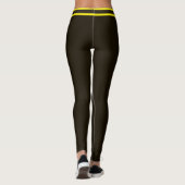 Personalized Dark Brown Yellow Stripes Custom Text Leggings (Achterkant)
