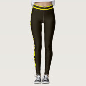 Personalized Dark Brown Yellow Stripes Custom Text Leggings (Voorkant)
