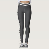 Personalized Dark Grey White Stripes Custom Text Leggings (Voorkant)
