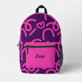 Personalized Dark Neon/Pink Hearts Bedrukte Rugzak (Voorkant)