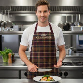 Personalized Dark Plaid Chef Apron Schort