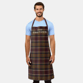 Personalized Dark Plaid Chef Apron Schort (Gedragen)