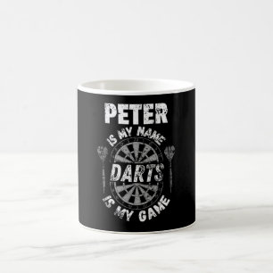 Personalized dart players named Peter shirts Koffiemok